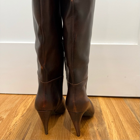 NEW Vince Camuto Brigitte Knee High Leather Boots Dark Brown Sz 7, Stiletto Heel - Picture 6 of 9